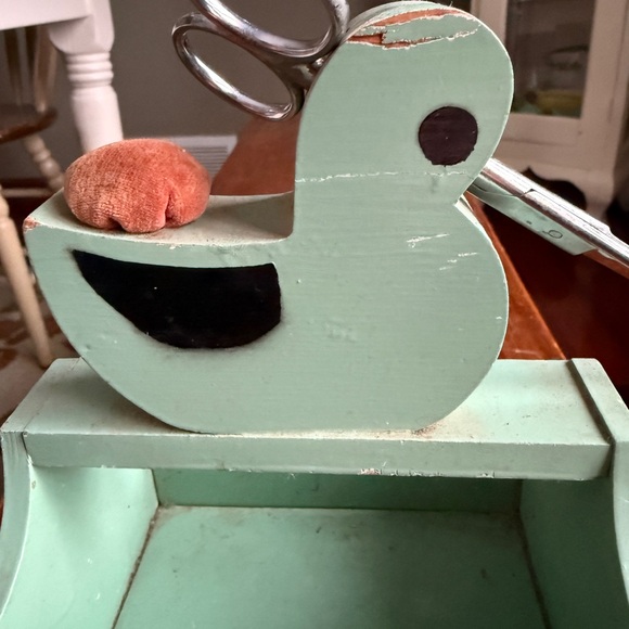Vintage Wooden Sewing Caddy with Duck Design - Picture 10 of 13